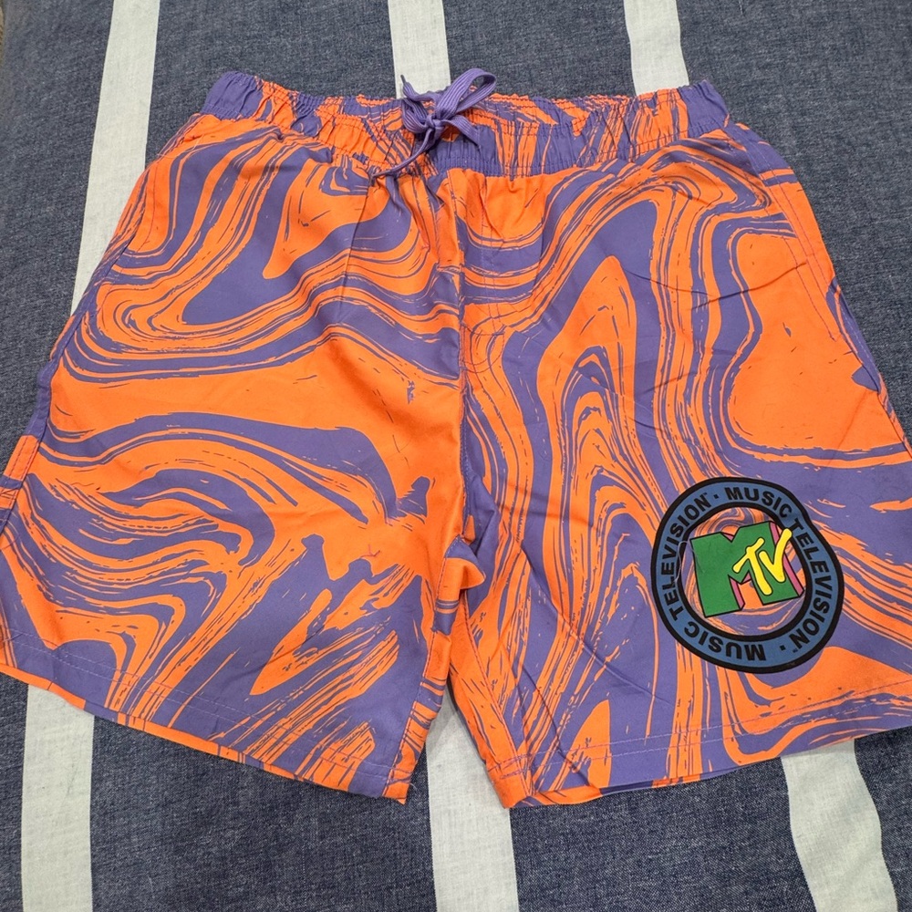 MTV Men's Athletic Shorts in Orange and Purple
